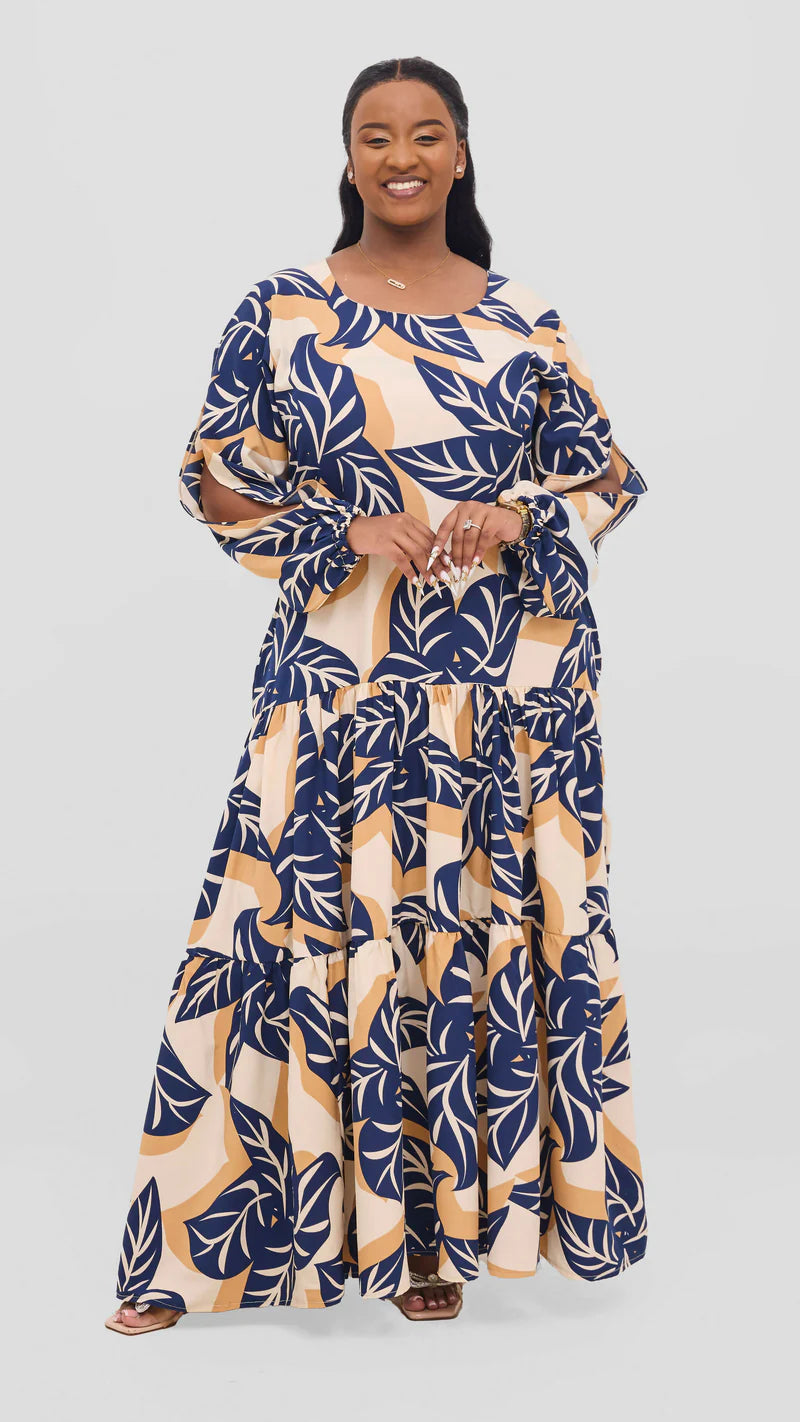Amber Leafy Dress - Blue