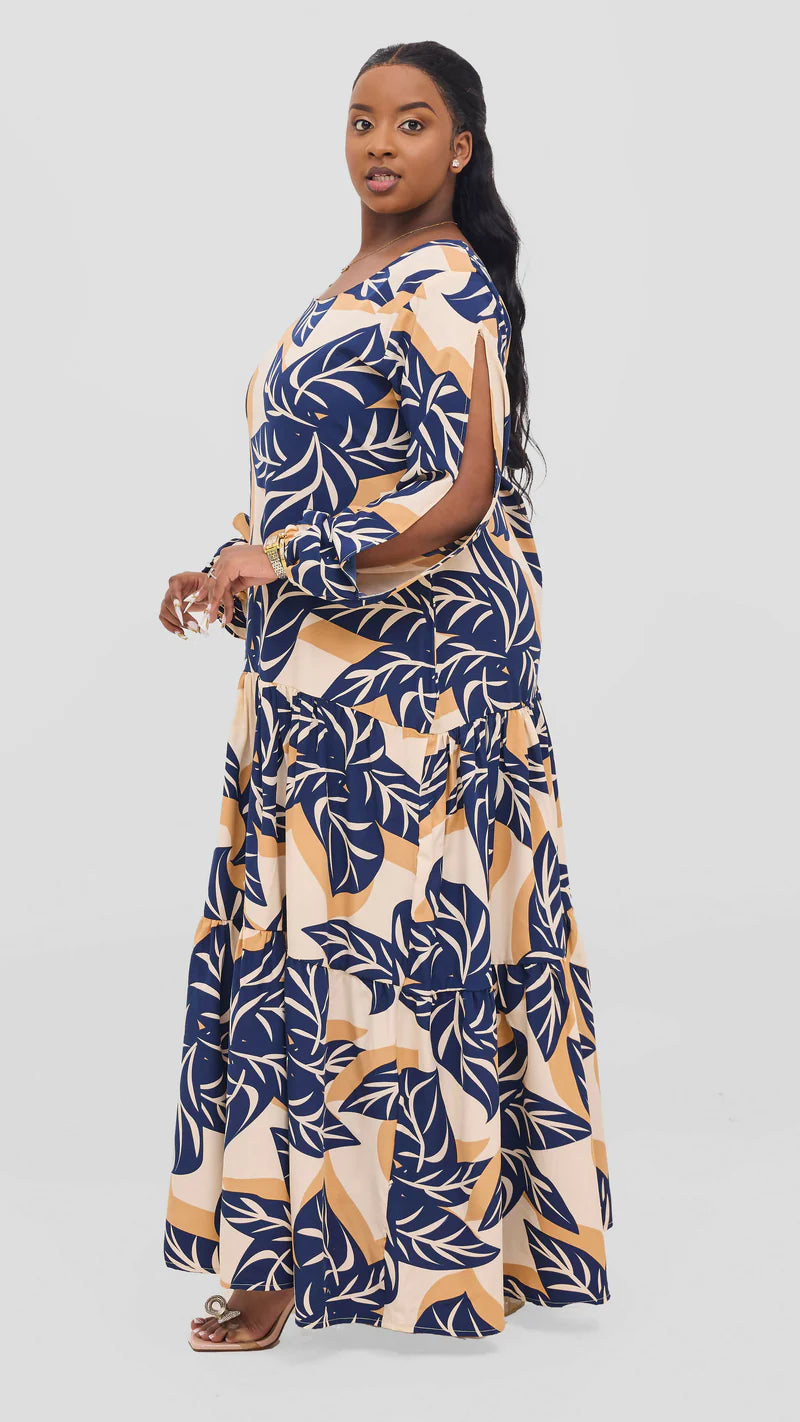 Amber Leafy Dress - Blue