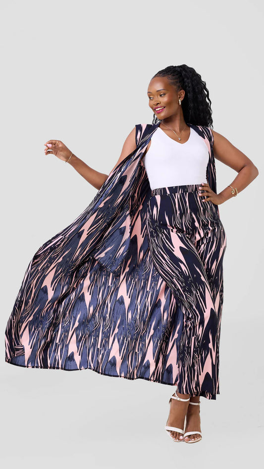 Royalty Sleeveless Kimono Set - Pink